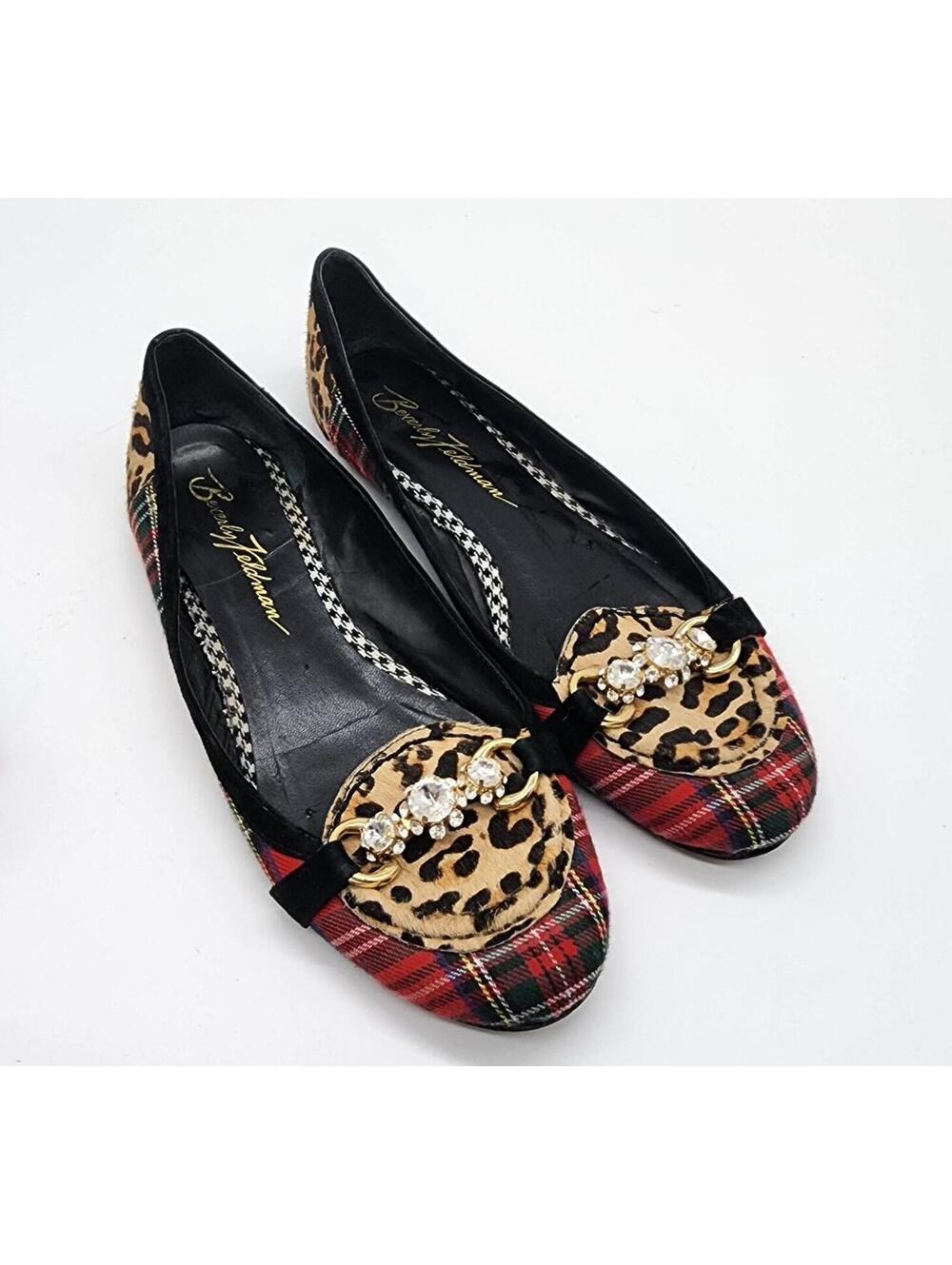 Beverly feldman flat red plaid leopard unique 10